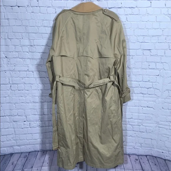Jos. A Bank Mens VTG Trench Coat Tan Size 40R Removable Plaid Flannel Lining